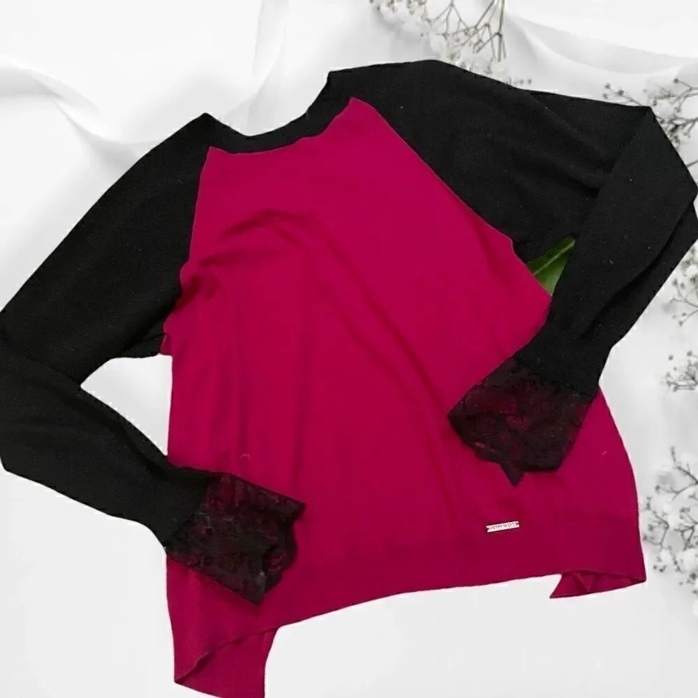 Custom Size Small Magenta + Black Michael Kors Split Back Sweater